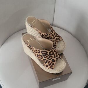 Marc Fisher Ltd leopard Wedge Sandals with Woven Platform Sole
